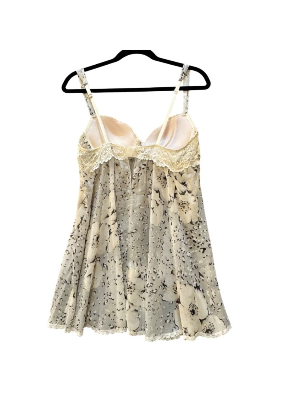 Seductive Wear by Cinema Etoile Cream Floral Brocade Babydoll Top Coquette Sz L - Picture 2 of 9